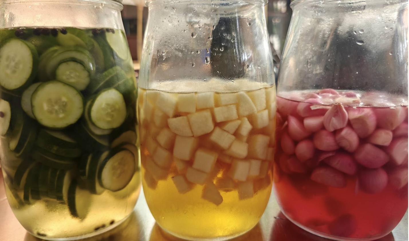 Homemade pickled condiments